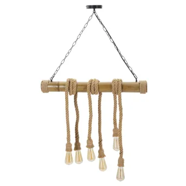 LAMPA WISZĄCA Z BAMBUSU I SZNURA 80X15X120 cm